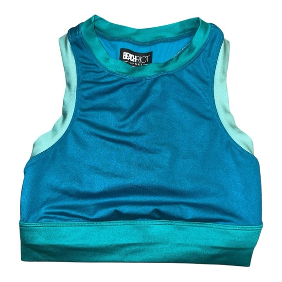 Beach Riot Gwynn Color Block Teal Blue Racerback Activewear Sports Bra Size XS - Picture 2 of 6